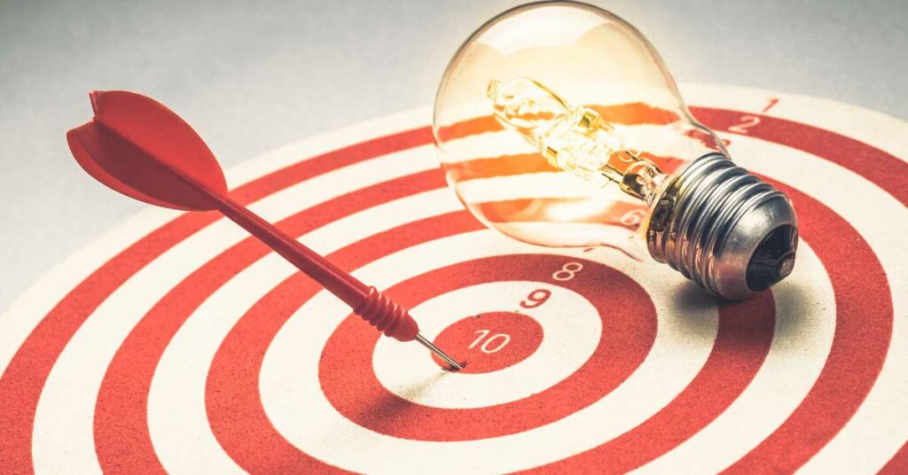 Bullseye and lightbulb referencing goal- based training