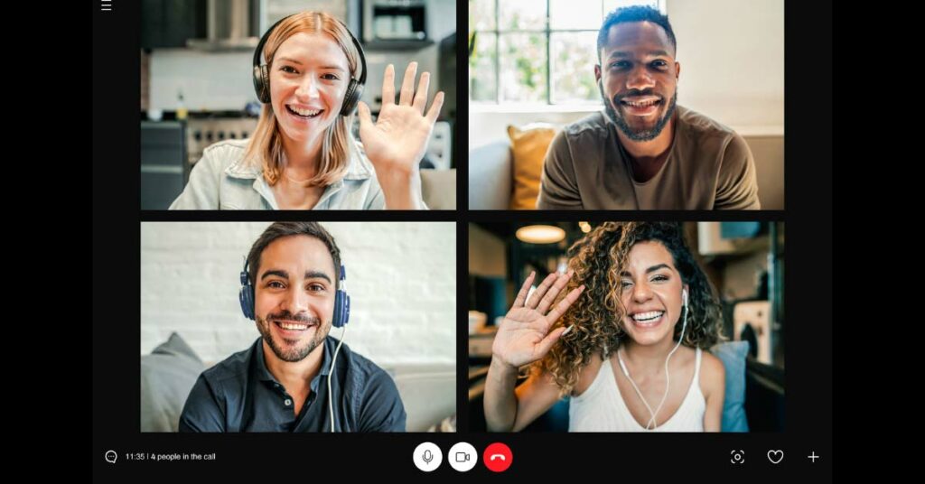 Remote Professional team having a meeting on a zoom call. 